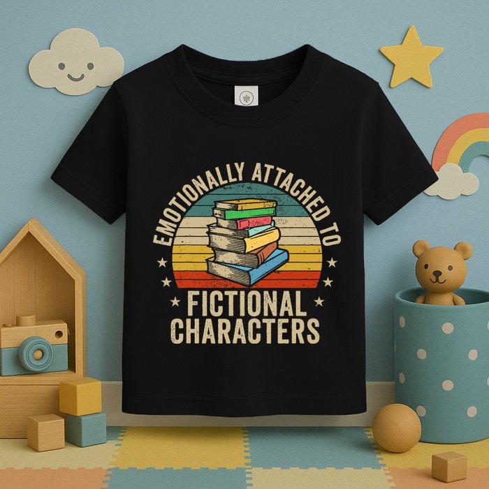 Emotionally Attached To Fictional Characters Book Lover Nerd Toddler T-Shirt