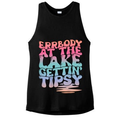 Errbody At The Lake Gettin Tipsy Lake Life Summer Trendy Ladies PosiCharge Tri-Blend Wicking Tank