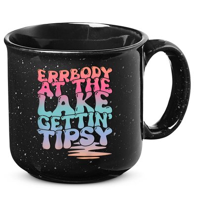 Errbody At The Lake Gettin Tipsy Lake Life Summer Trendy 15oz Campfire Ceramic Mug