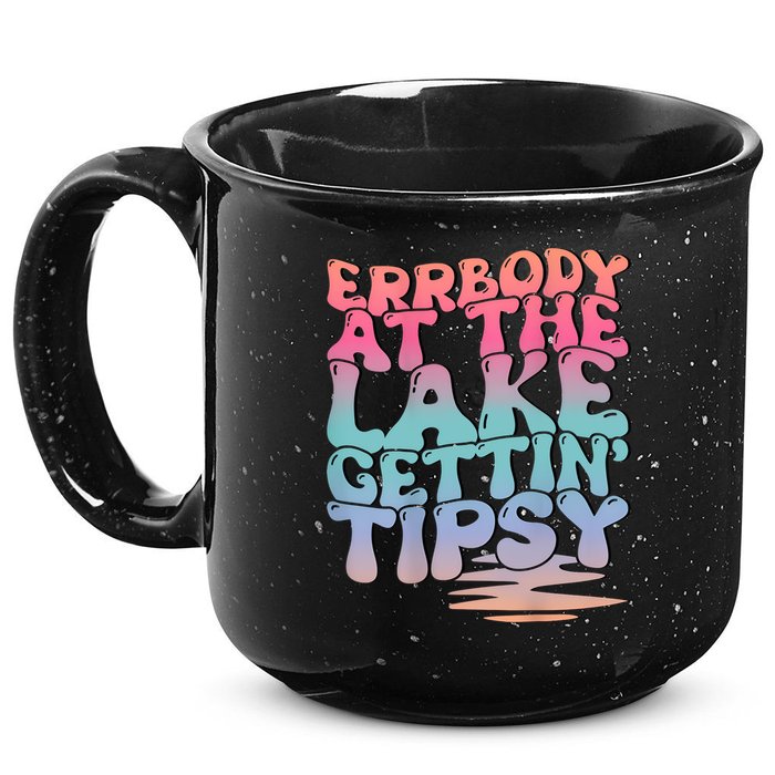 Errbody At The Lake Gettin Tipsy Lake Life Summer Trendy 15oz Campfire Ceramic Mug