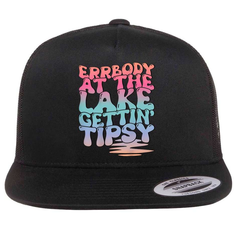 Errbody At The Lake Gettin Tipsy Lake Life Summer Trendy Flat Bill Trucker Hat