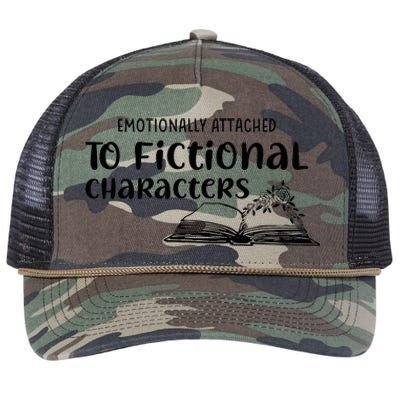 Emotionally Attached To Fictional Characters Book Lover Retro Rope Trucker Hat Cap