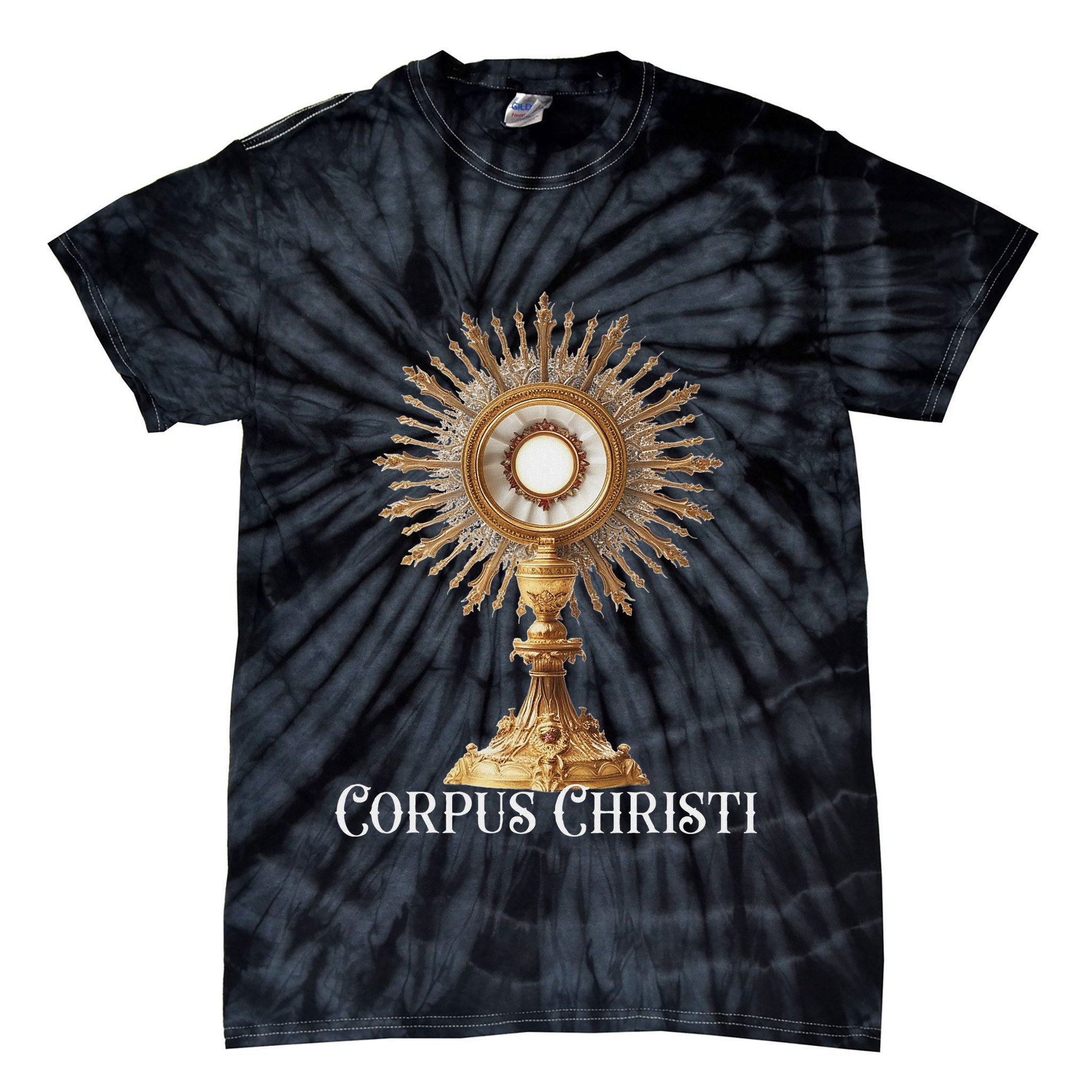 Eucharistic Adoration Traditional Latin Mass Catholic Tie-Dye T-Shirt