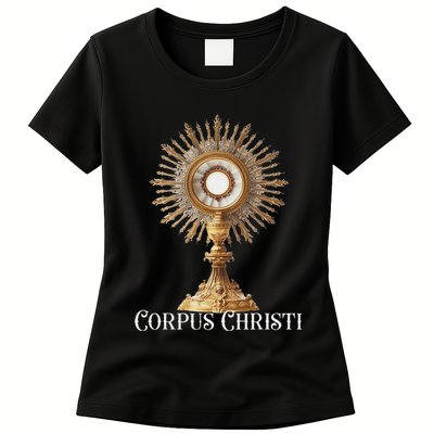 Eucharistic Adoration Traditional Latin Mass Catholic Womens T-Shirt