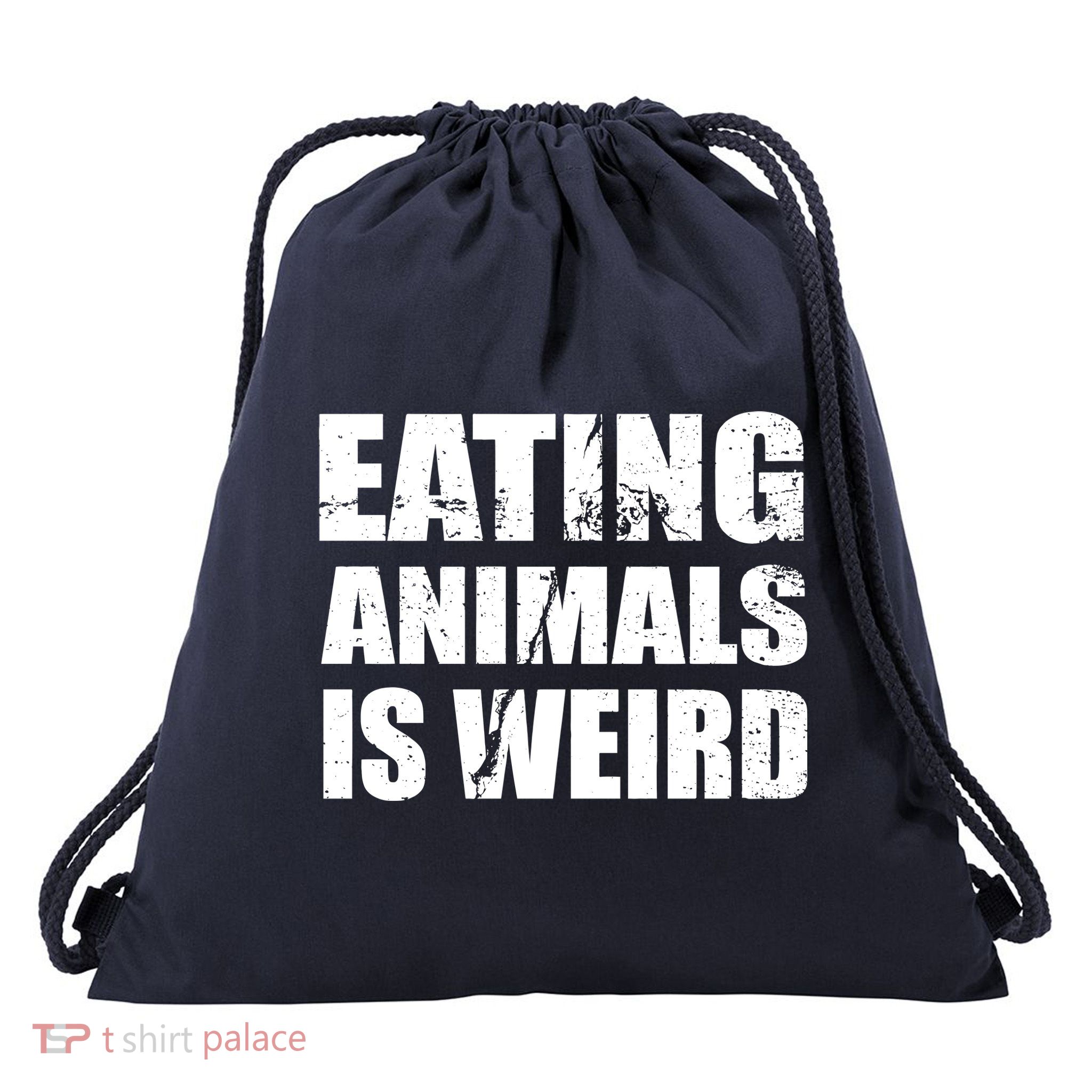 Eating Animals Is Weird Drawstring Bag