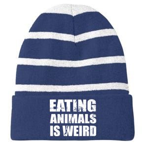 Eating Animals Is Weird Striped Beanie with Solid Band