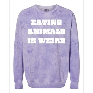 Eating Animals Is Weird Vegan Vegetarian Funny Parody Colorblast Crewneck Sweatshirt