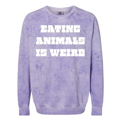 Eating Animals Is Weird Vegan Vegetarian Funny Parody Colorblast Crewneck Sweatshirt