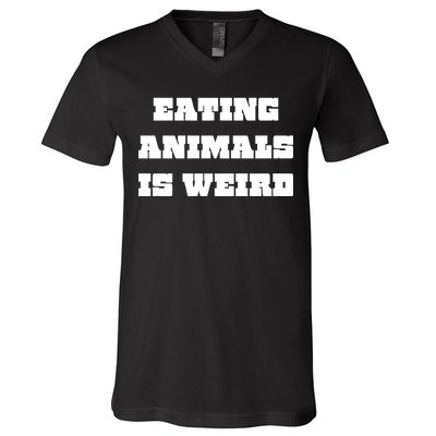 Eating Animals Is Weird Vegan Vegetarian Funny Parody V-Neck T-Shirt