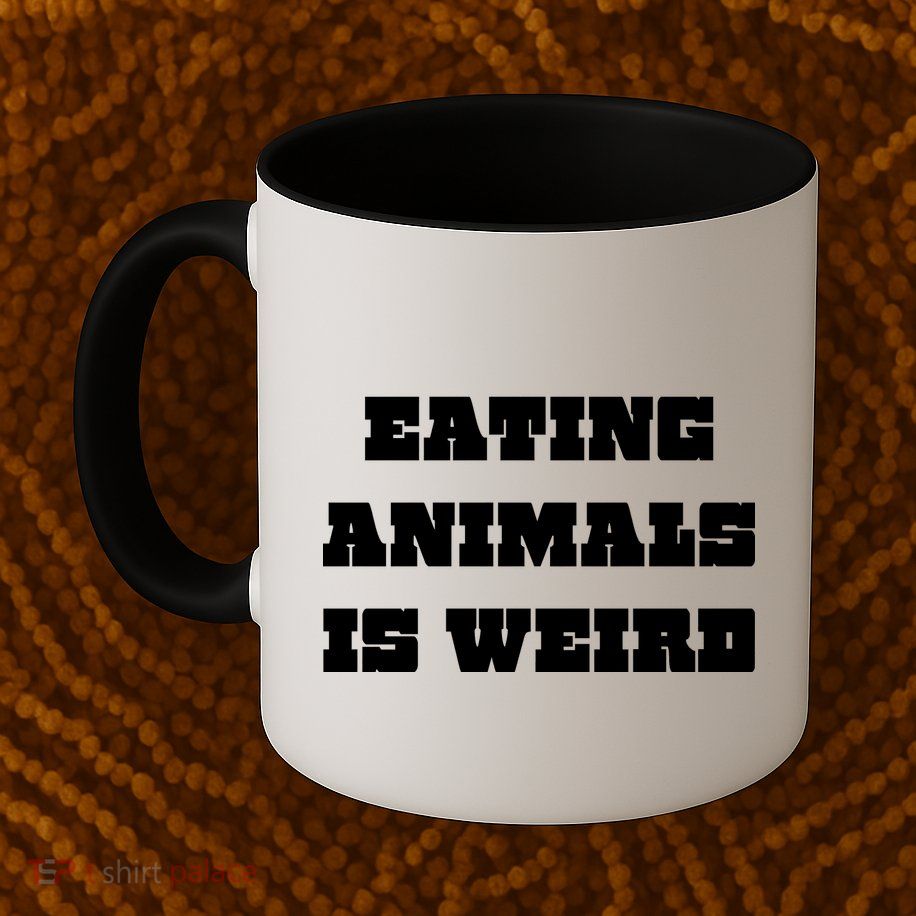 Eating Animals Is Weird Vegan Vegetarian Funny Parody Coffee Mug