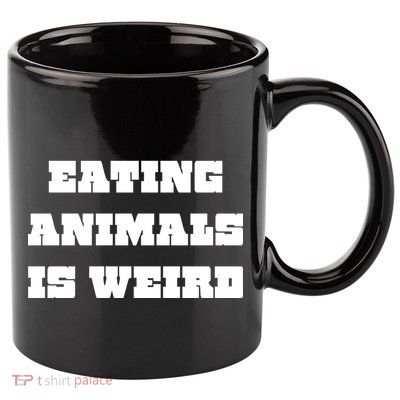Eating Animals Is Weird Vegan Vegetarian Funny Parody 11oz C Handle Ceramic Mug