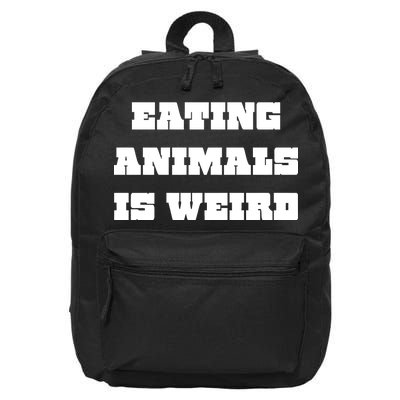 Eating Animals Is Weird Vegan Vegetarian Funny Parody 16 in Basic Backpack