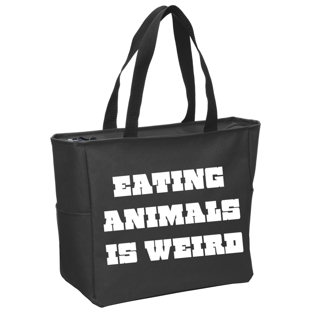 Eating Animals Is Weird Vegan Vegetarian Funny Parody Zip Tote Bag