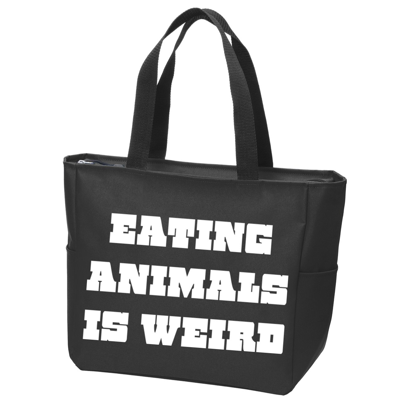 Eating Animals Is Weird Vegan Vegetarian Funny Parody Zip Tote Bag