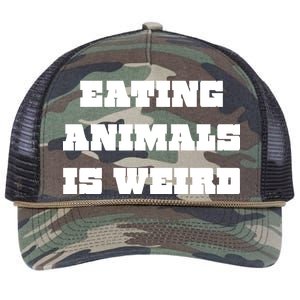 Eating Animals Is Weird Vegan Vegetarian Funny Parody Retro Rope Trucker Hat Cap