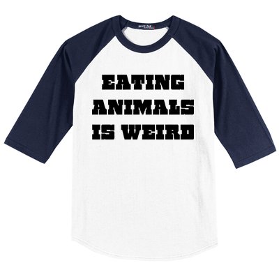 Eating Animals Is Weird Vegan Vegetarian Funny Parody Baseball Sleeve Shirt