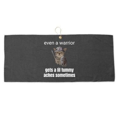 Even A Warrior Gets A Lil Tummy Aches Sometimes Large Microfiber Waffle Golf Towel