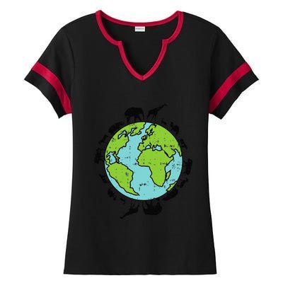 Earth Animals Wildlife Conservation Environ Talist Gift Ladies Halftime Notch Neck Tee