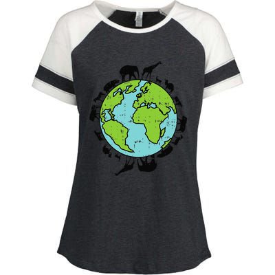 Earth Animals Wildlife Conservation Environ Talist Gift Enza Ladies Jersey Colorblock Tee