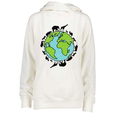 Earth Animals Wildlife Conservation Environ Talist Gift Womens Funnel Neck Pullover Hood