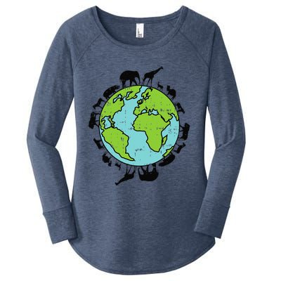 Earth Animals Wildlife Conservation Environ Talist Gift Women's Perfect Tri Tunic Long Sleeve Shirt