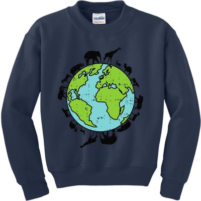 Earth Animals Wildlife Conservation Environ Talist Gift Kids Sweatshirt