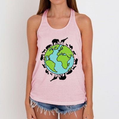 Earth Animals Wildlife Conservation Environ Talist Gift Women's Knotted Racerback Tank