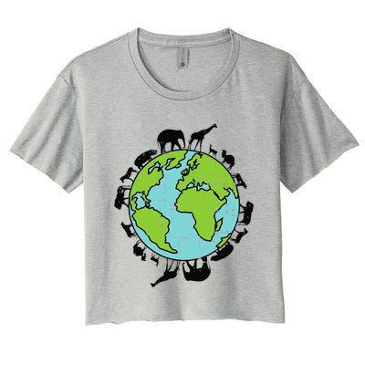 Earth Animals Wildlife Conservation Environ Talist Gift Women's Crop Top Tee