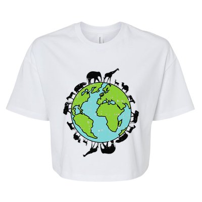 Earth Animals Wildlife Conservation Environ Talist Gift Bella+Canvas Jersey Crop Tee