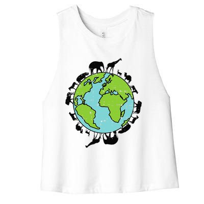 Earth Animals Wildlife Conservation Environ Talist Gift Women's Racerback Cropped Tank