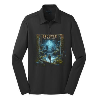 Explore Ancient With Uncover The Forgotten Archaeologist Gift Silk Touch Performance Long Sleeve Polo