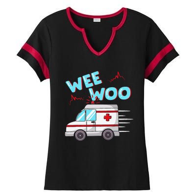 Ems Ambulance Wee Woo Paramedic Emt Gift Boo Boo Bus Ladies Halftime Notch Neck Tee