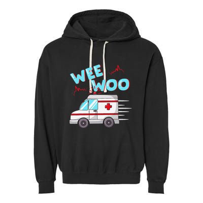 Ems Ambulance Wee Woo Paramedic Emt Gift Boo Boo Bus Garment-Dyed Fleece Hoodie