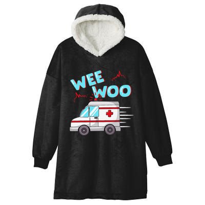 Ems Ambulance Wee Woo Paramedic Emt Gift Boo Boo Bus Hooded Wearable Blanket