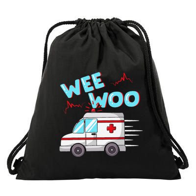 Ems Ambulance Wee Woo Paramedic Emt Gift Boo Boo Bus Drawstring Bag