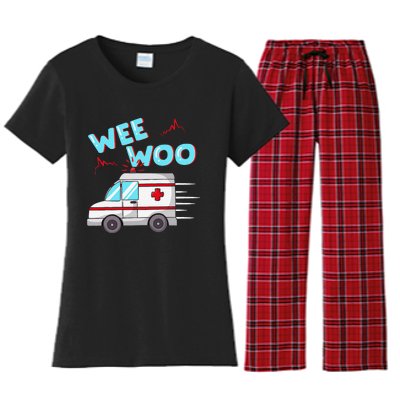 Ems Ambulance Wee Woo Paramedic Emt Gift Boo Boo Bus Women's Flannel Pajama Set