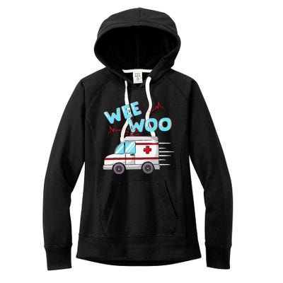 Ems Ambulance Wee Woo Paramedic Emt Gift Boo Boo Bus Women's Fleece Hoodie