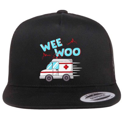 Ems Ambulance Wee Woo Paramedic Emt Gift Boo Boo Bus Flatbill Hat