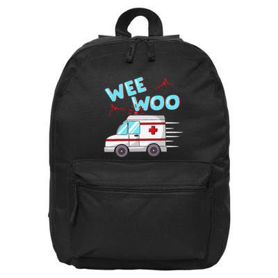 Ems Ambulance Wee Woo Paramedic Emt Gift Boo Boo Bus 16 in Basic Backpack