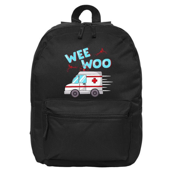 Ems Ambulance Wee Woo Paramedic Emt Gift Boo Boo Bus 16 in Basic Backpack