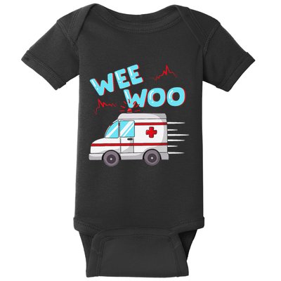 Ems Ambulance Wee Woo Paramedic Emt Gift Boo Boo Bus Baby Bodysuit