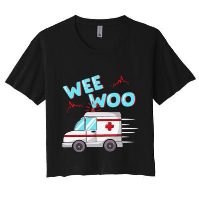 Ems Ambulance Wee Woo Paramedic Emt Gift Boo Boo Bus Crop Top