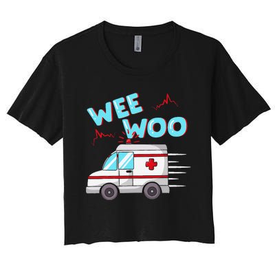 Ems Ambulance Wee Woo Paramedic Emt Gift Boo Boo Bus Women's Crop Top Tee