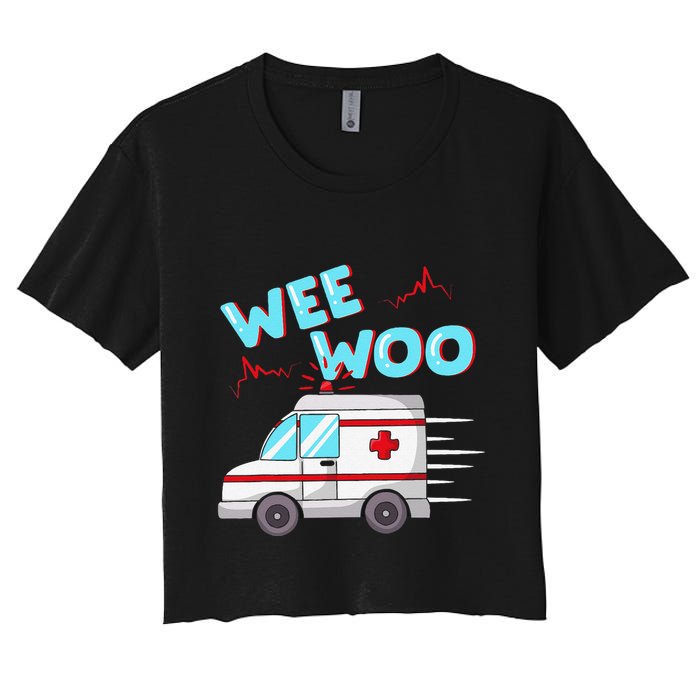Ems Ambulance Wee Woo Paramedic Emt Gift Boo Boo Bus Crop Top