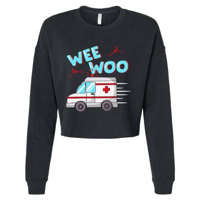 Ems Ambulance Wee Woo Paramedic Emt Gift Boo Boo Bus Cropped Pullover Crew