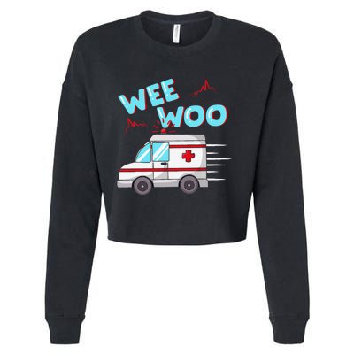 Ems Ambulance Wee Woo Paramedic Emt Gift Boo Boo Bus Cropped Pullover Crew