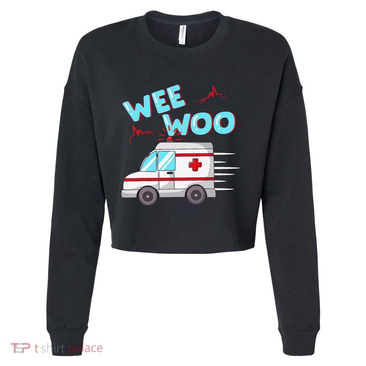 Ems Ambulance Wee Woo Paramedic Emt Gift Boo Boo Bus Cropped Pullover Crew
