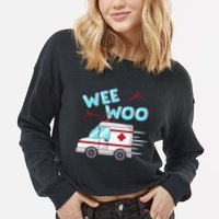 Ems Ambulance Wee Woo Paramedic Emt Gift Boo Boo Bus Cropped Pullover Crew