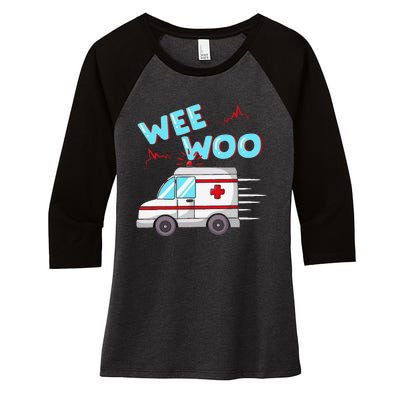 Ems Ambulance Wee Woo Paramedic Emt Gift Boo Boo Bus Women's Tri-Blend 3/4-Sleeve Raglan Shirt