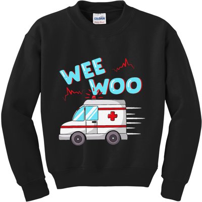 Ems Ambulance Wee Woo Paramedic Emt Gift Boo Boo Bus Kids Sweatshirt